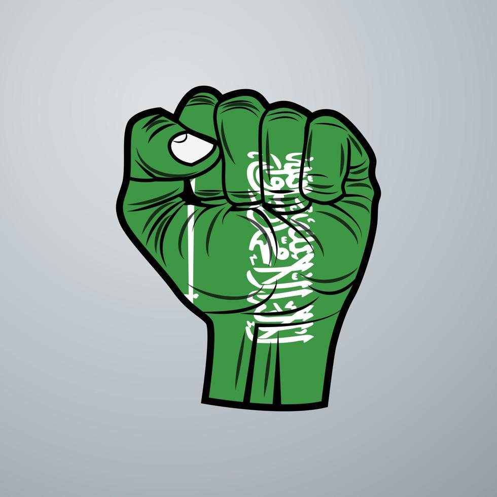 Saudi Arabia Flag with Hand Design vector