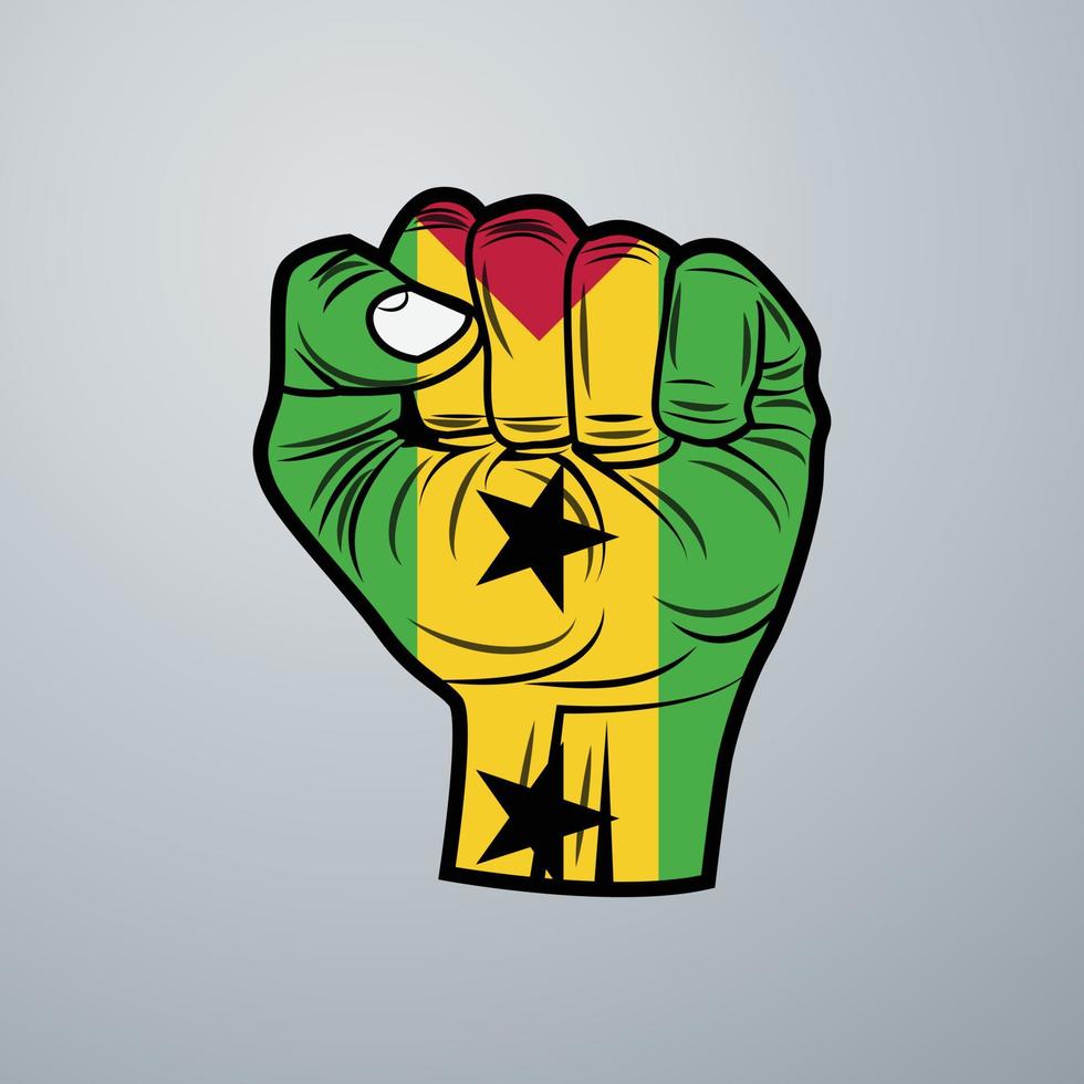 Sao Tome and Principe Flag with Hand Design vector
