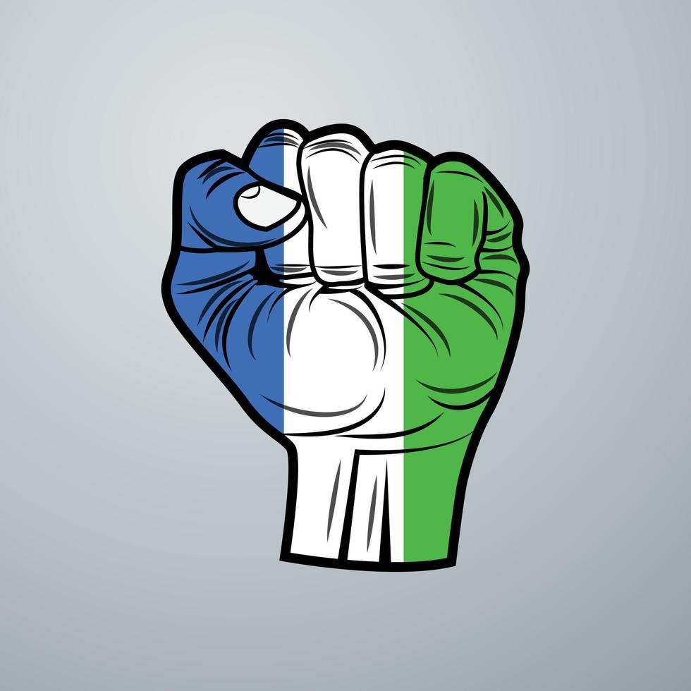 Sierra Leone Flag with Hand Design vector