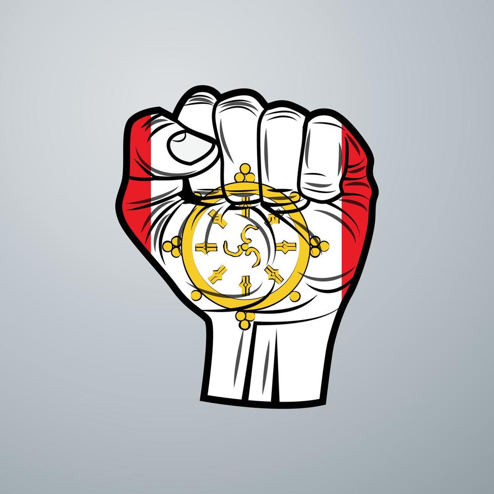 Sikkim Flag with Hand Design vector