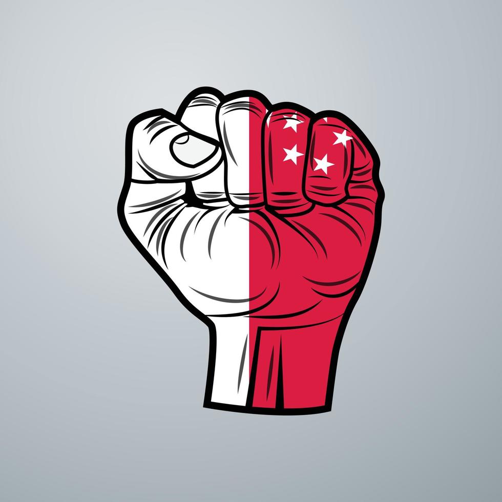 Singapore Flag with Hand Design vector