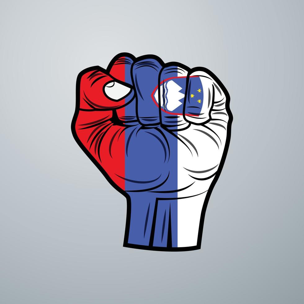 Slovenia Flag with Hand Design vector