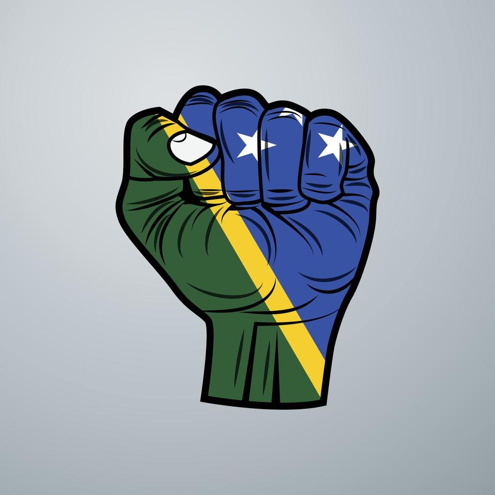 Solomon Islands Flag with Hand Design vector