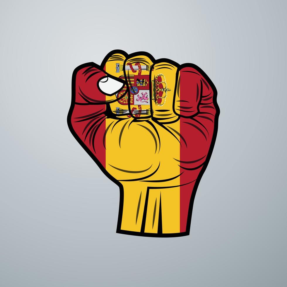 Spain Flag with Hand Design vector