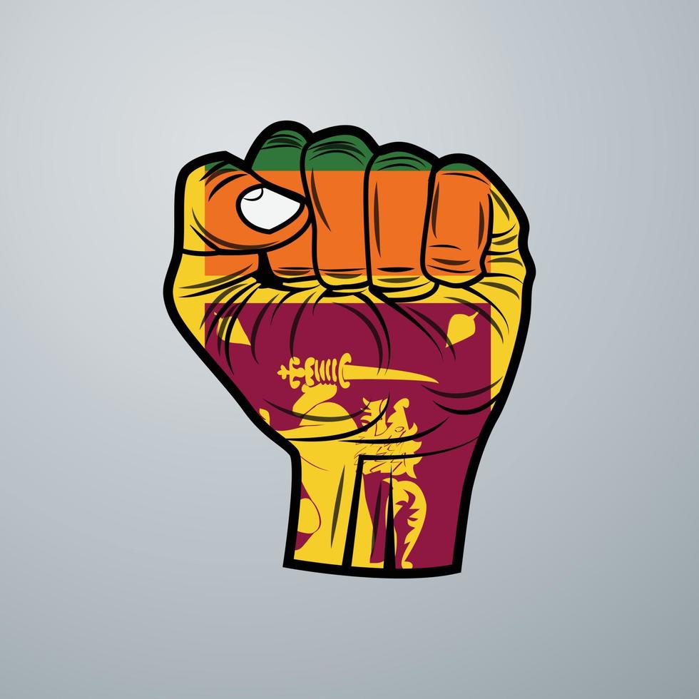 Sri Lanka Flag with Hand Design vector