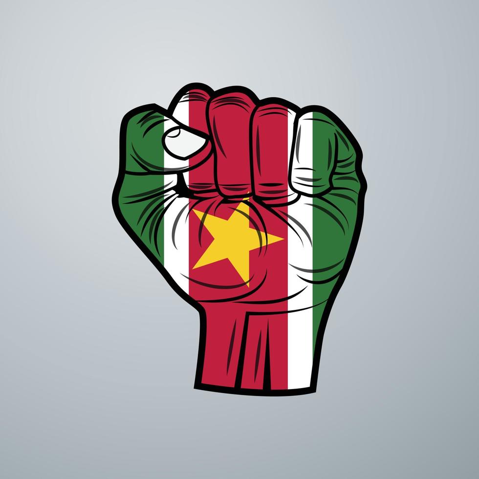 Suriname Flag with Hand Design vector