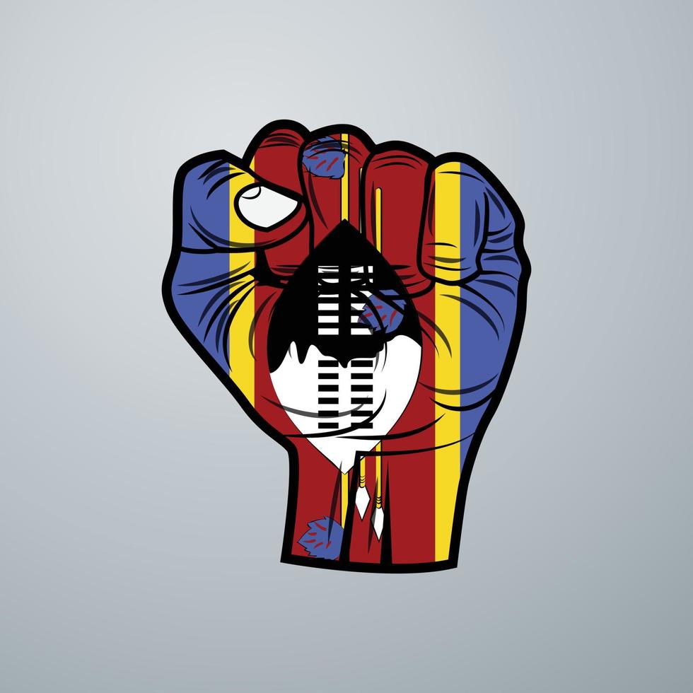 Swaziland Flag with Hand Design vector