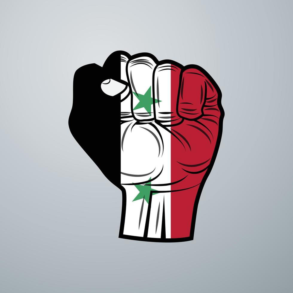 Syria Flag with Hand Design vector