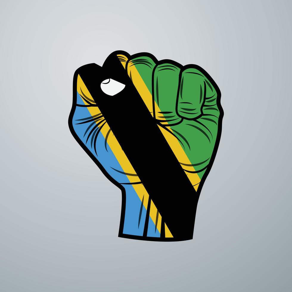 Tanzania Flag with Hand Design vector
