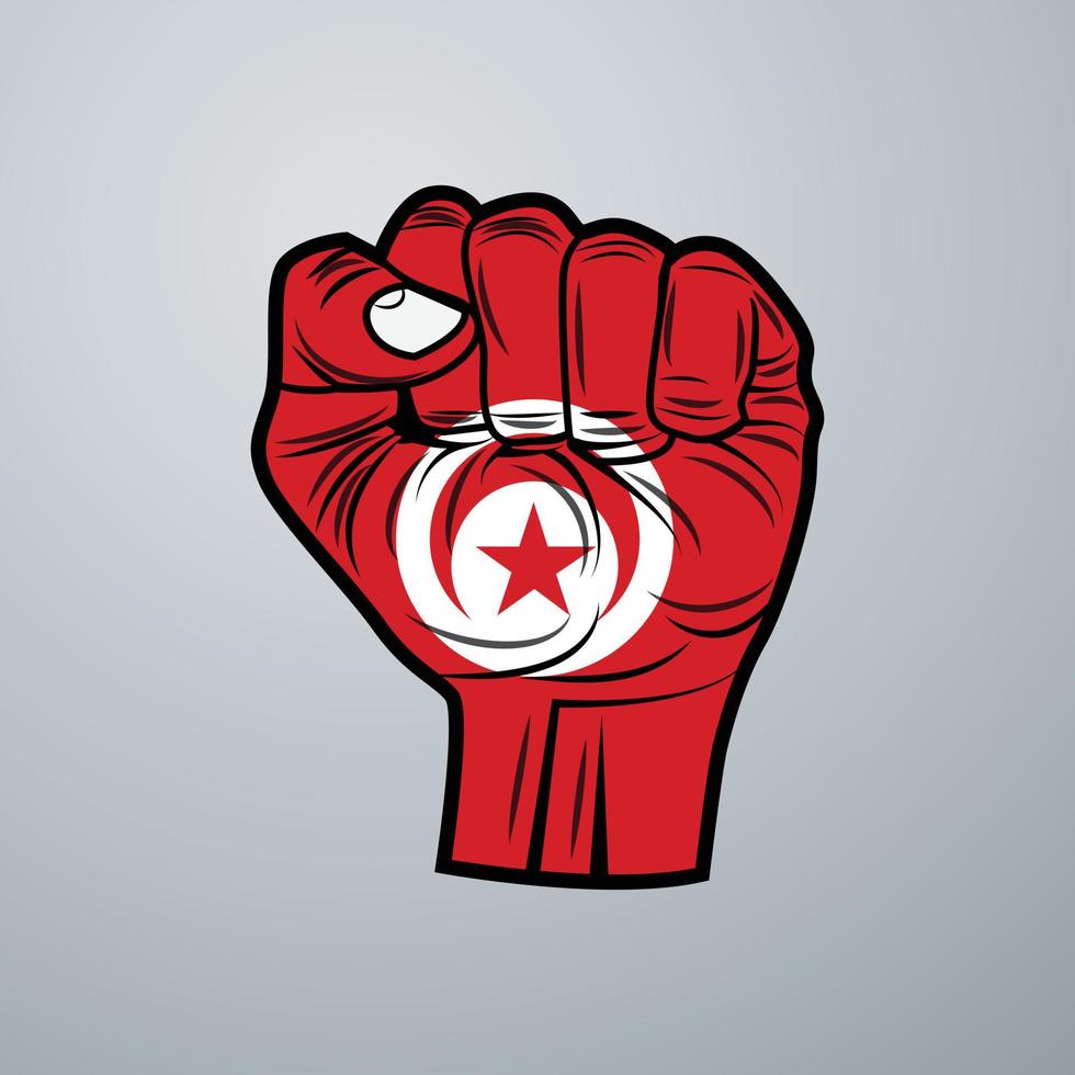 Tunisia Flag with Hand Design vector