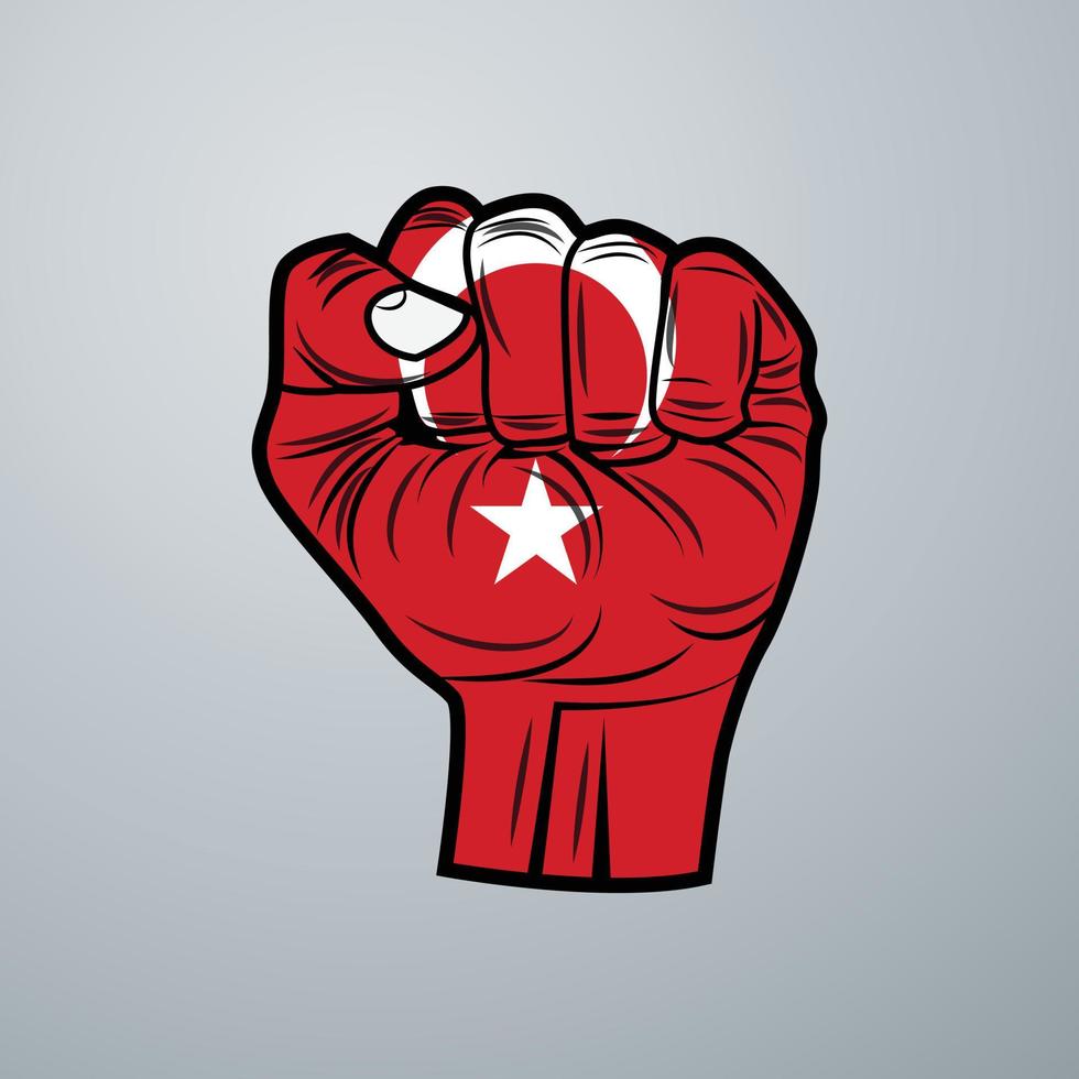 Turkey Flag with Hand Design vector