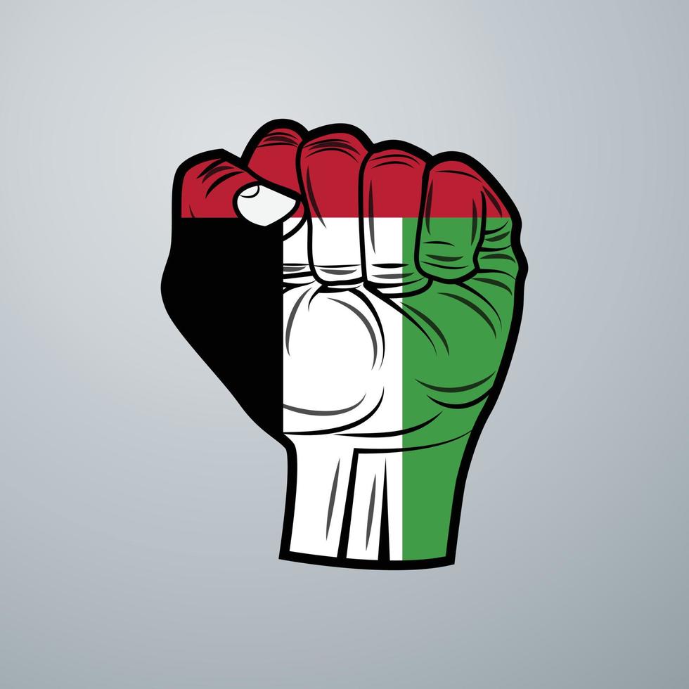 United Arab Emirates Flag with Hand Design vector