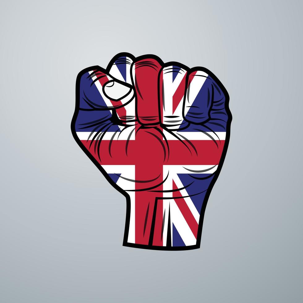 United Kingdom Flag with Hand Design vector