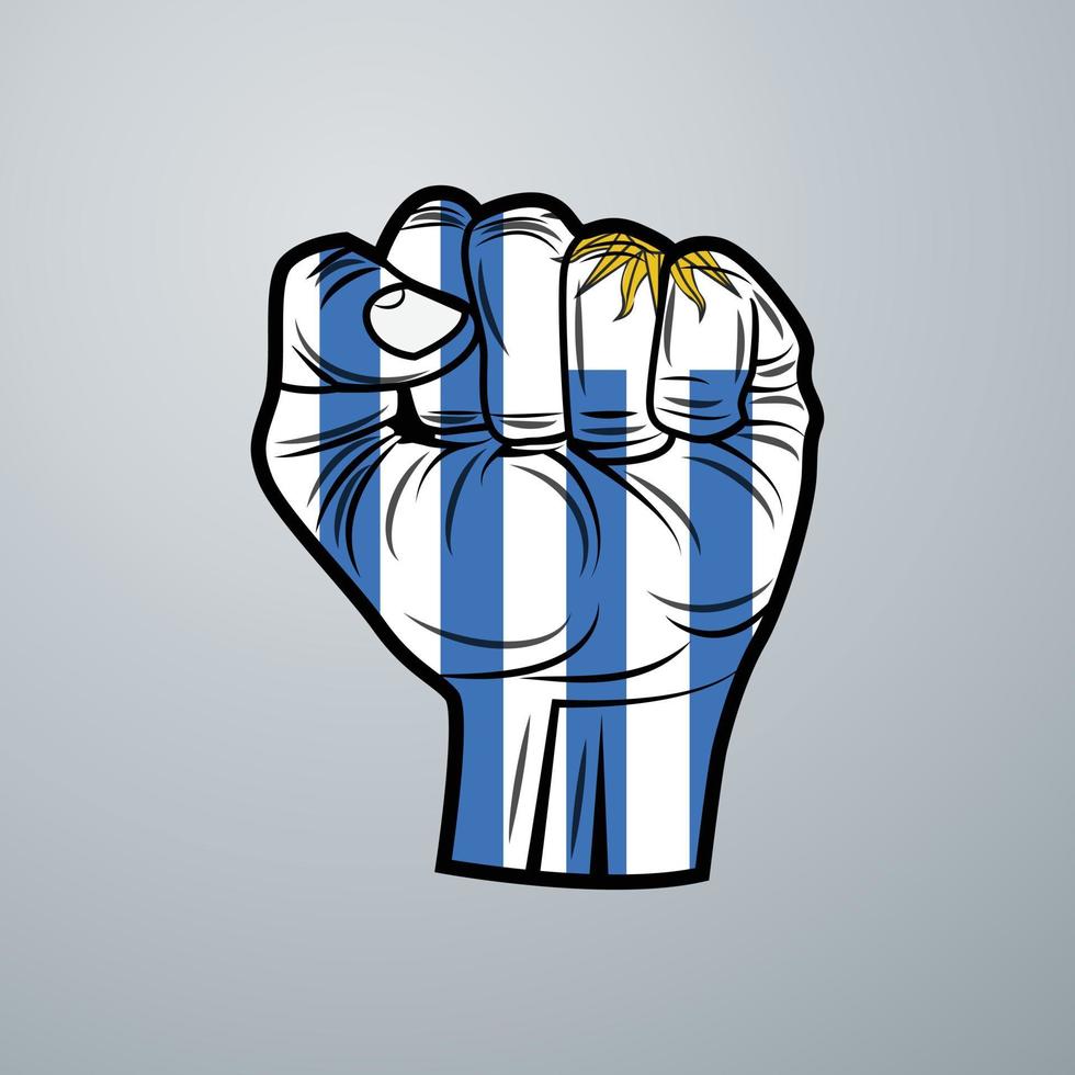 Uruguay Flag with Hand Design vector