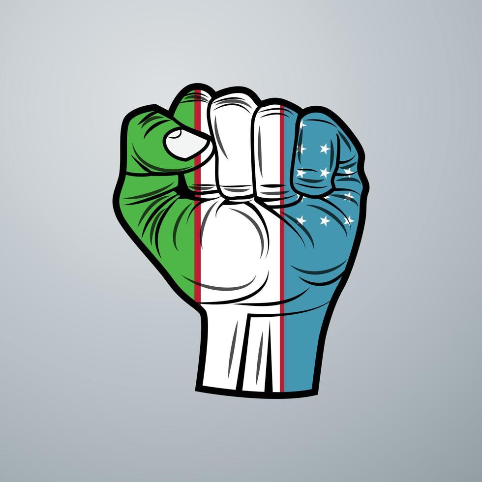 Uzbekistan Flag with Hand Design vector