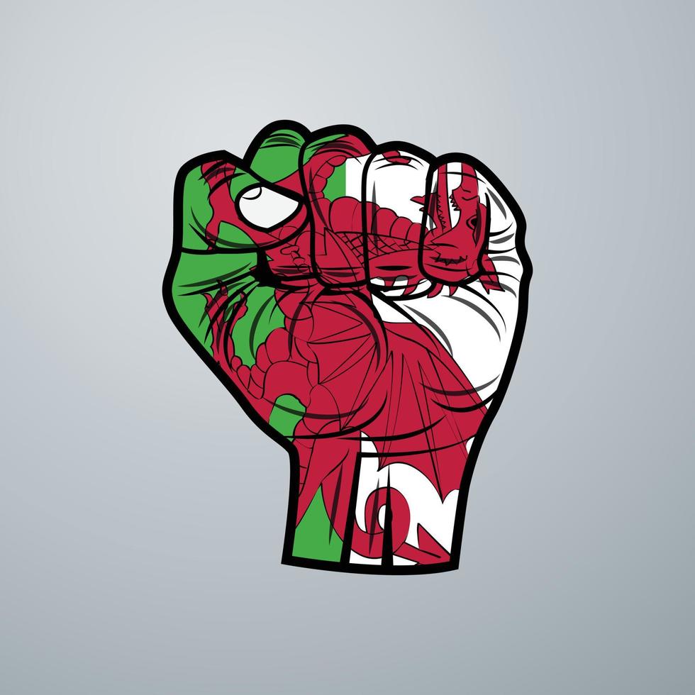 Wales Flag with Hand Design vector