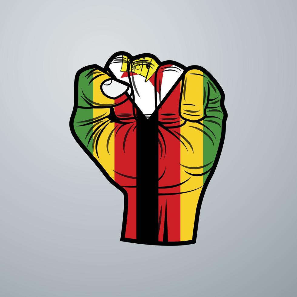 bandera de zimbabwe con diseño de mano vector