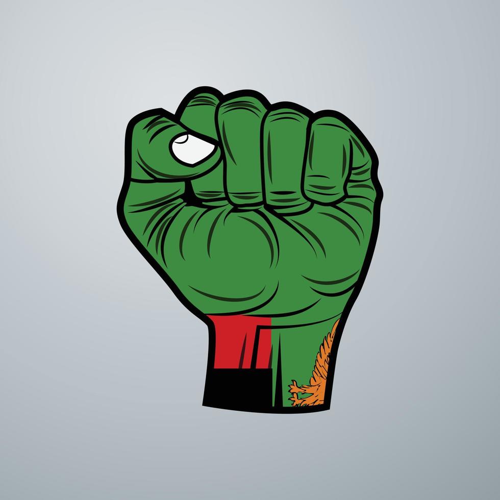 Zambia Flag with Hand Design vector