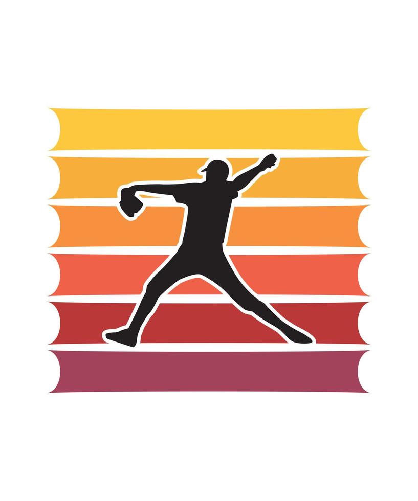 Baseball Retro Sunset Design template vector