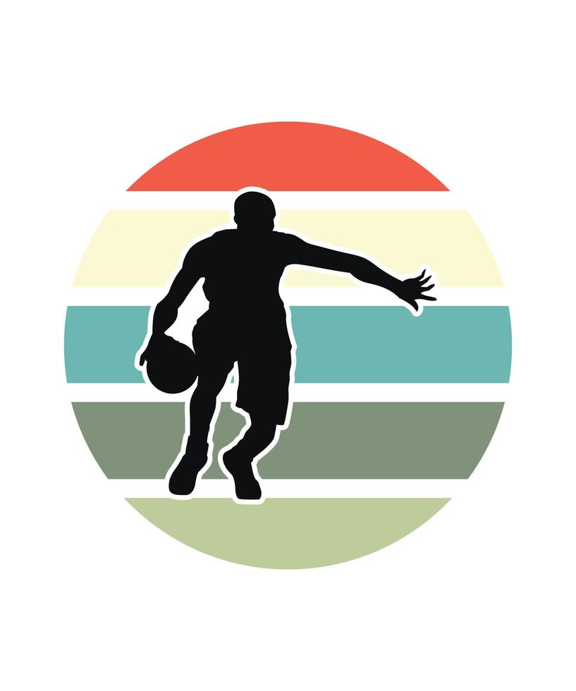 Basketball Retro Sunset Design template vector