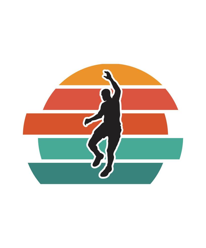 plantilla de diseño de puesta de sol retro de baloncesto vector