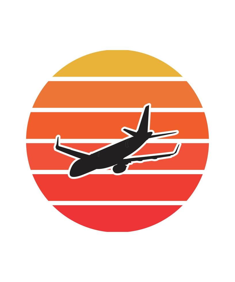 Airplane Retro Sunset Design template vector