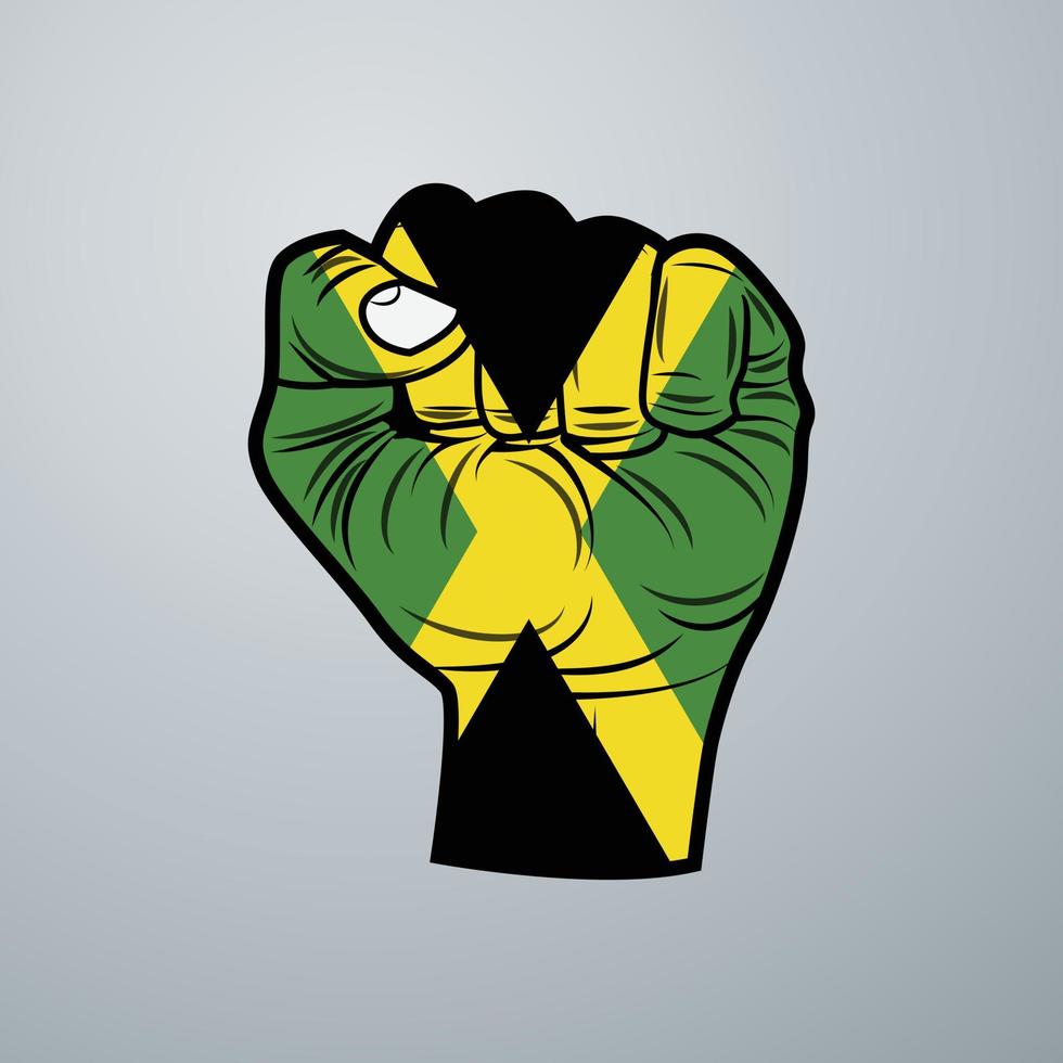 Jamaica Flag with Hand Design vector