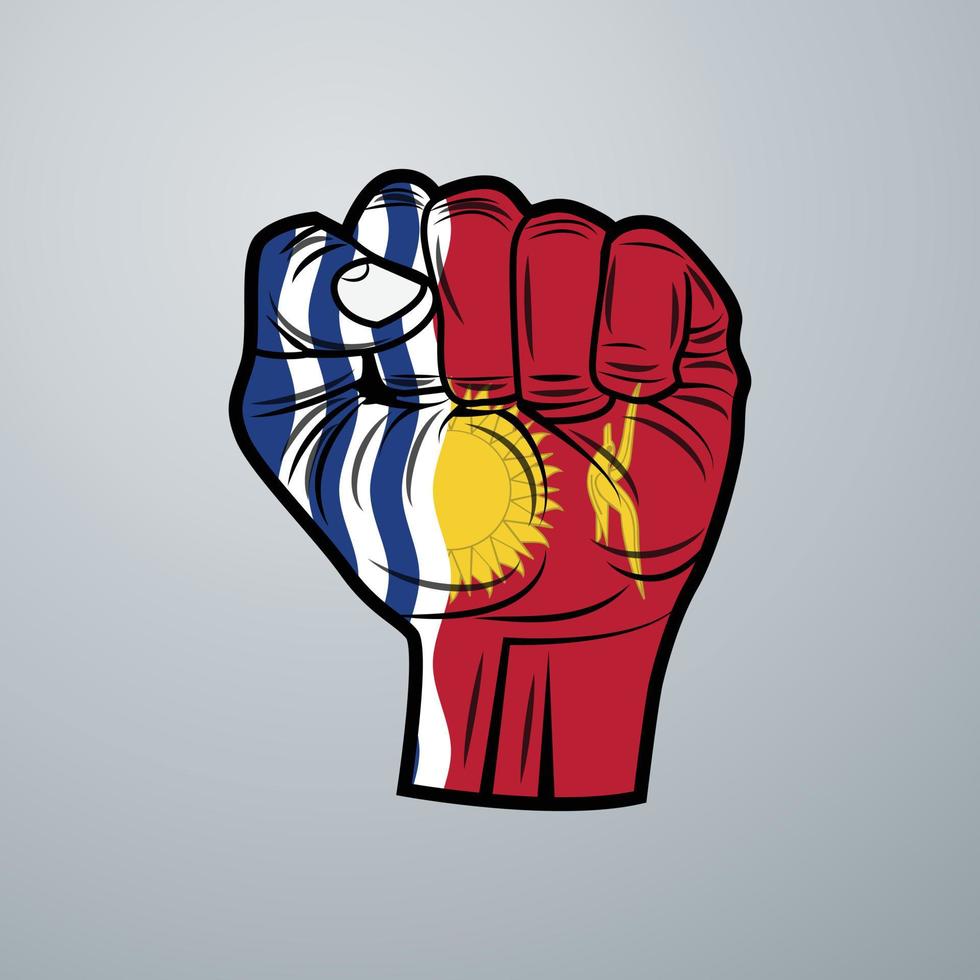 Kiribati Flag with Hand Design vector