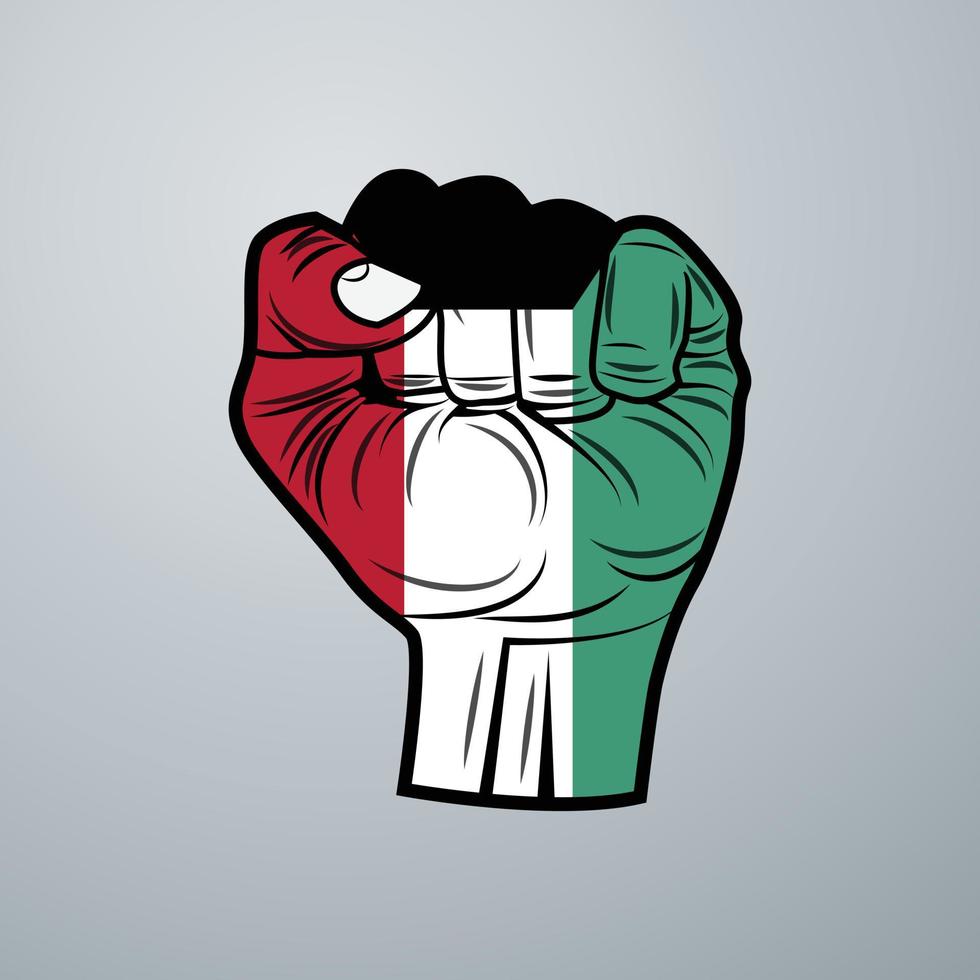 Kuwait Flag with Hand Design vector