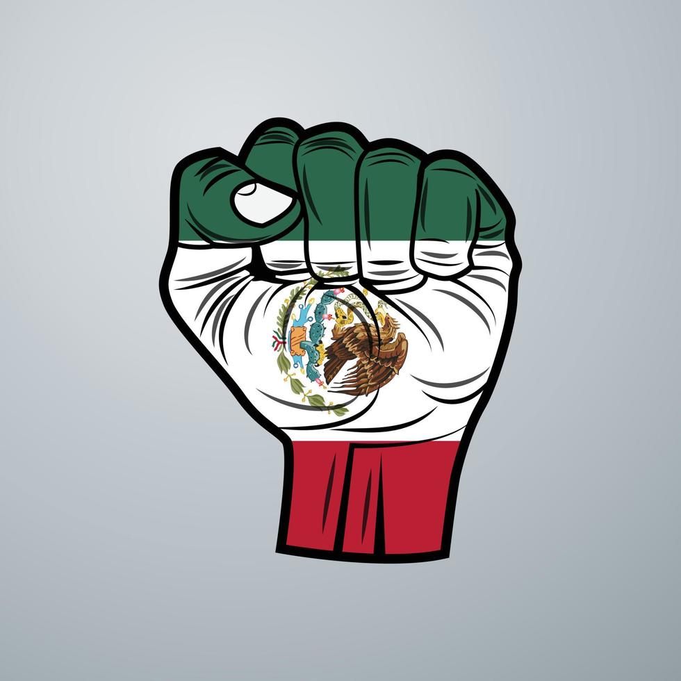 bandera de mexico con diseño de mano vector