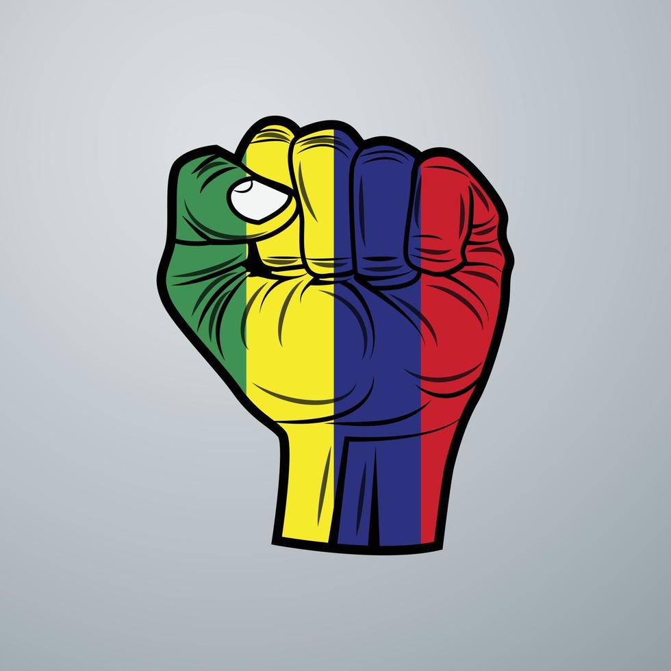 Mauritius Flag with Hand Design vector