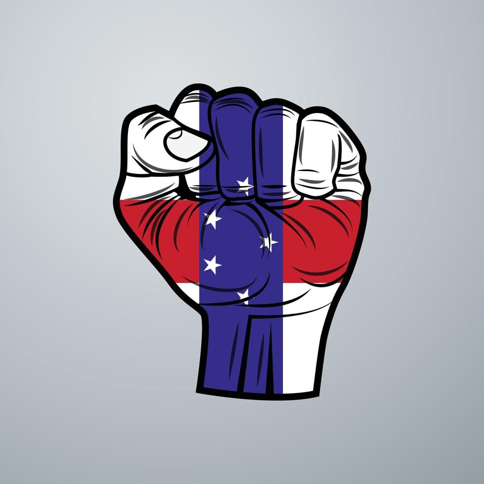 Netherlands Antilles Flag with Hand Design vector