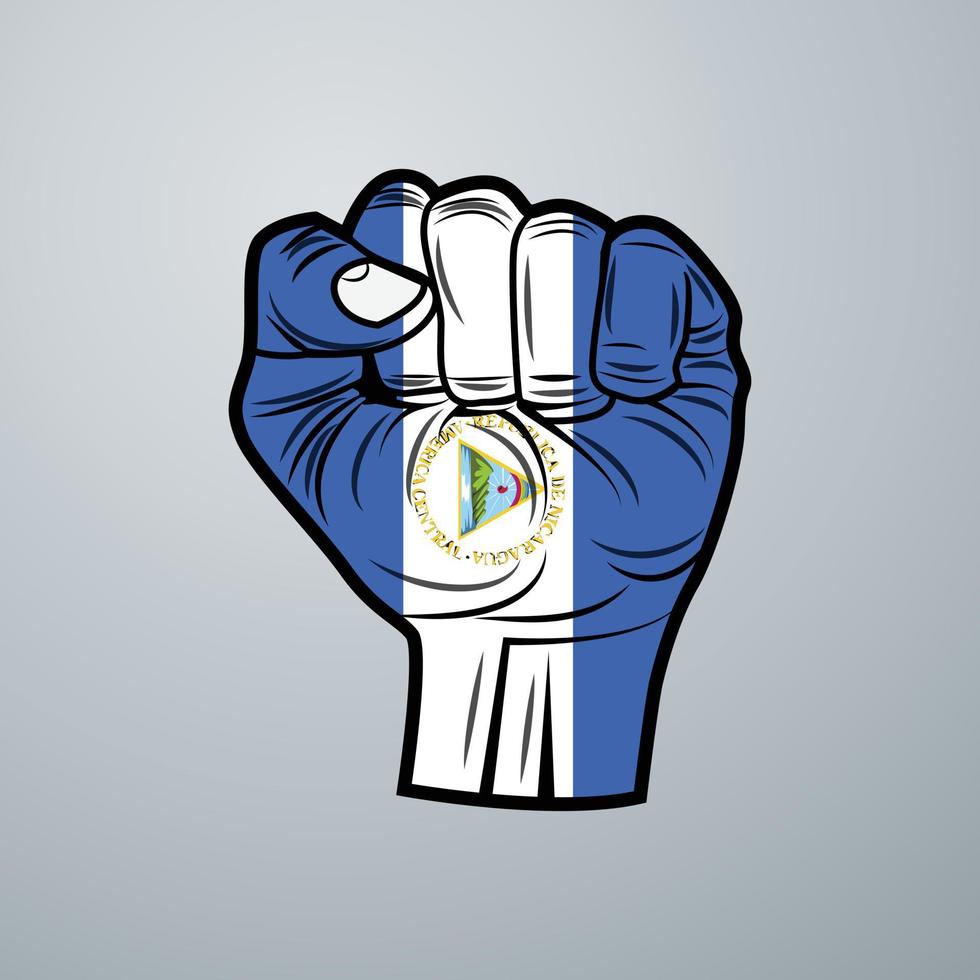 Nicaragua Flag with Hand Design vector