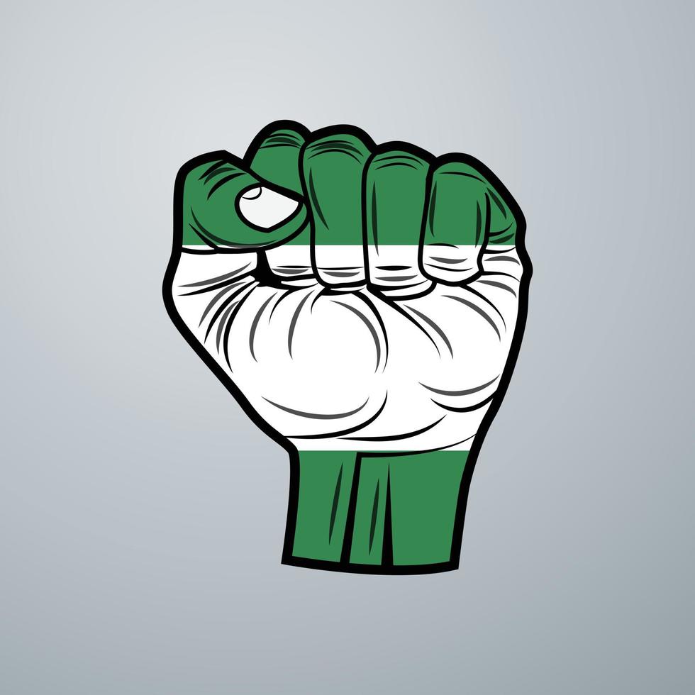 Nigeria Flag with Hand Design vector