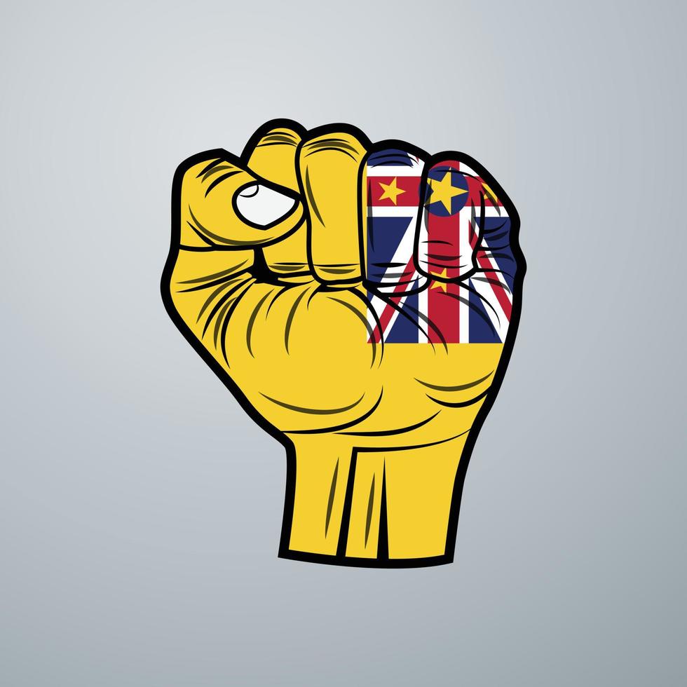 Niue Flag with Hand Design vector