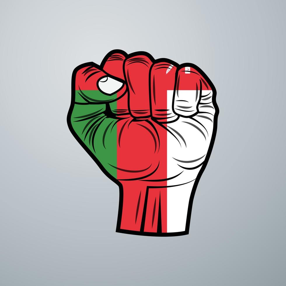 Oman Flag with Hand Design vector