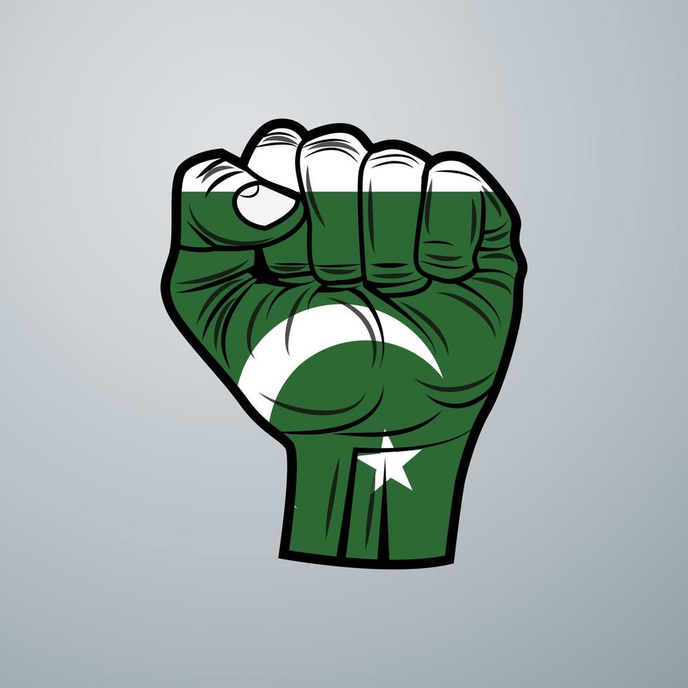 Pakistan Flag with Hand Design vector