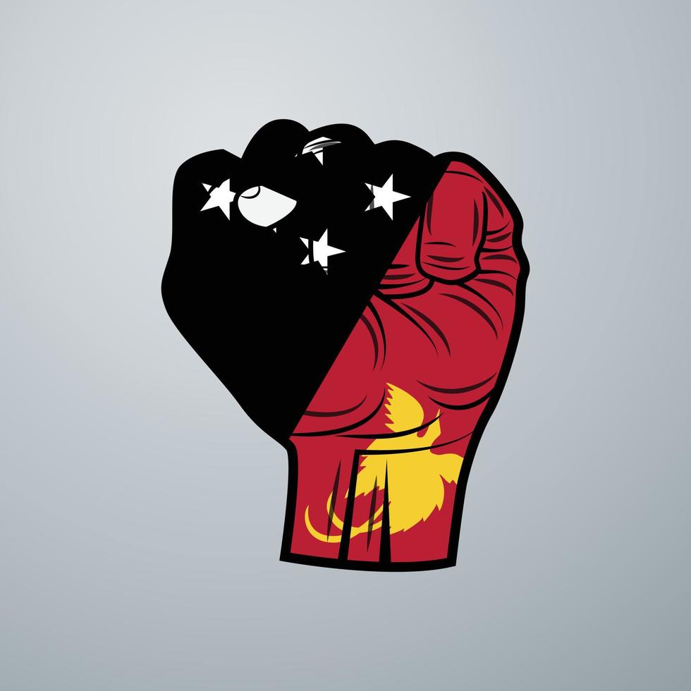 Papua New Guinea Flag with Hand Design vector