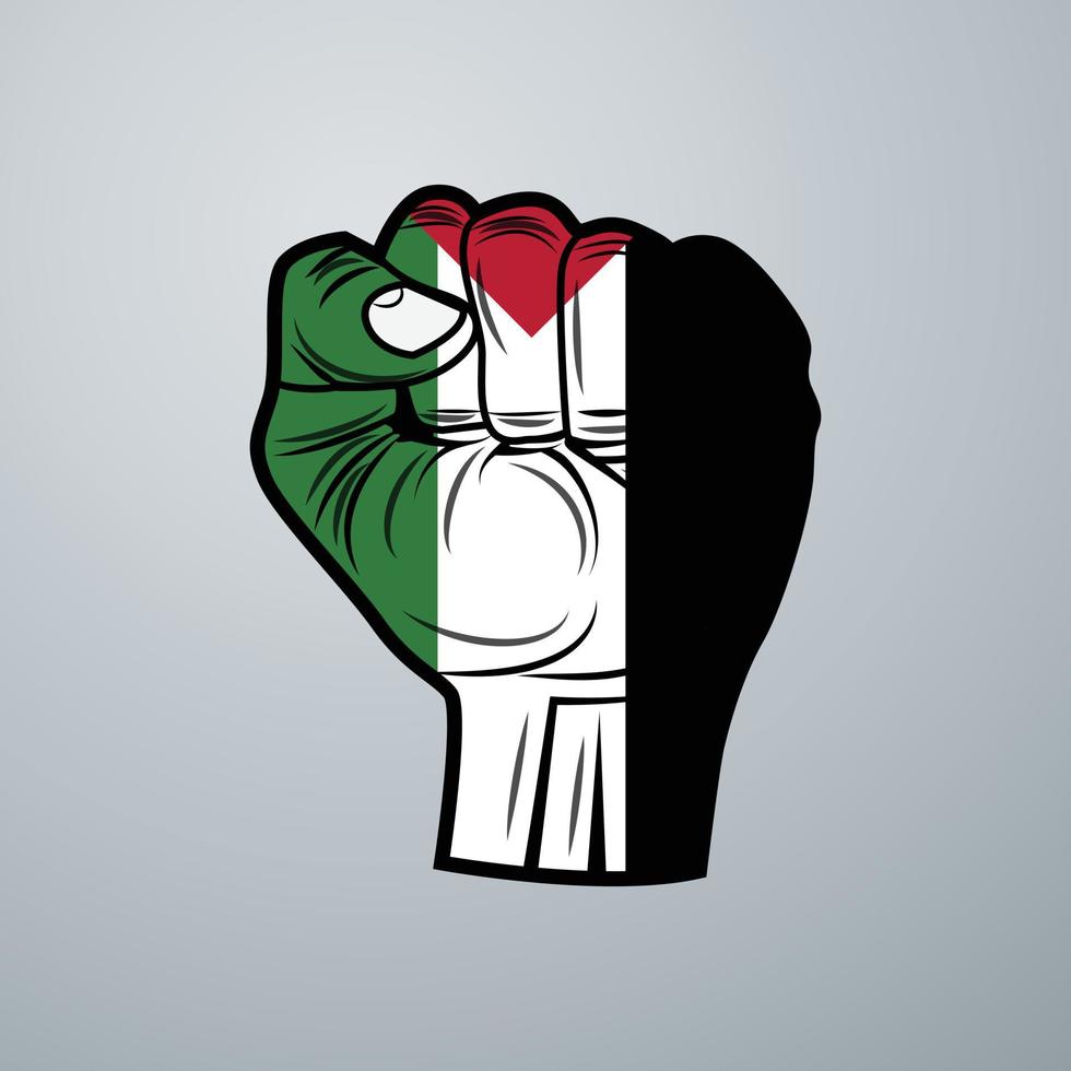 Palestine Flag with Hand Design vector