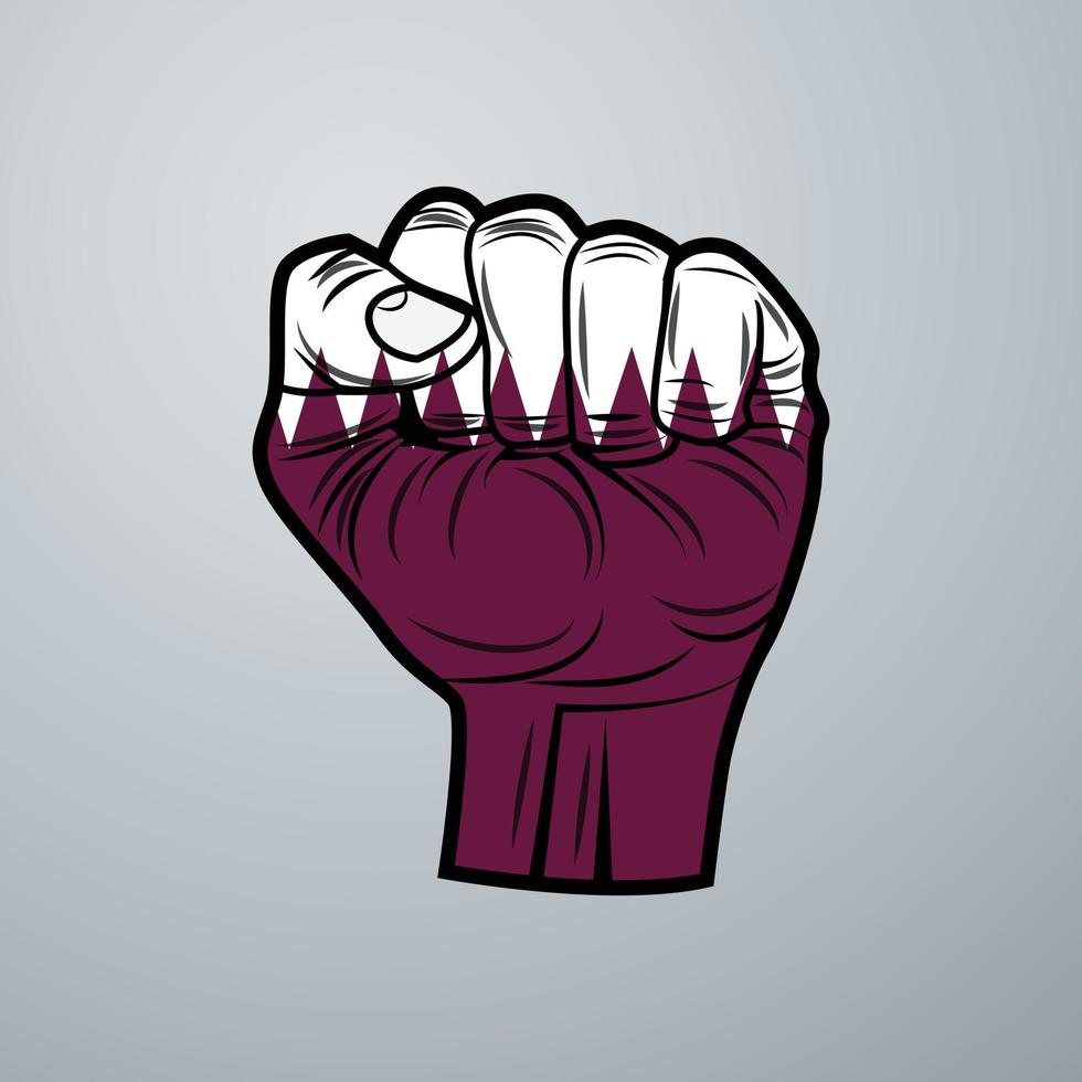 Qatar  Flag with Hand Design vector
