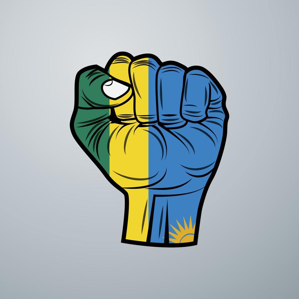 Rwanda Flag with Hand Design vector