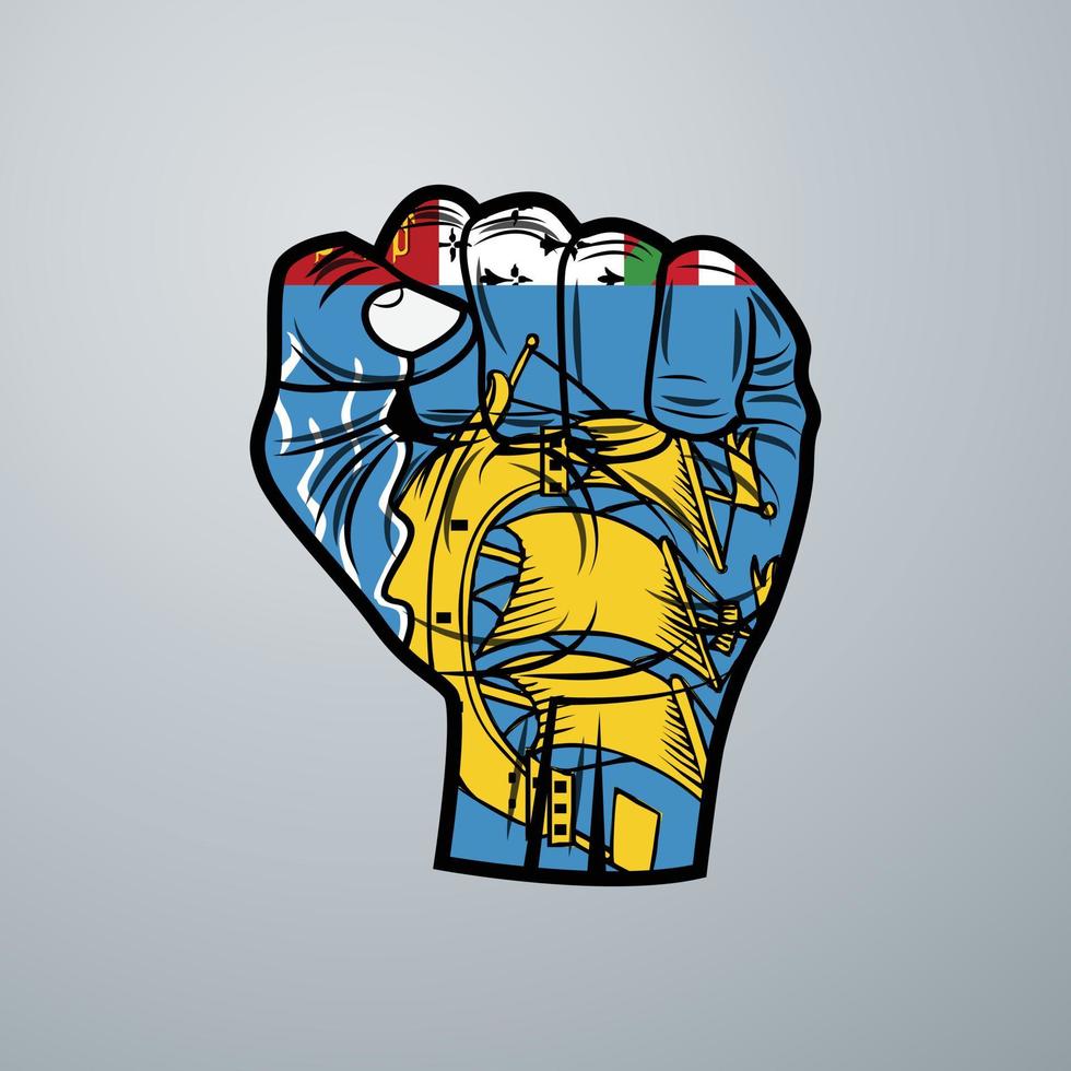 Saint Pierre and Miquelon Flag with Hand Design vector