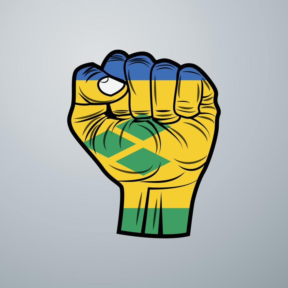 Saint Vincent and the Grenadines Flag with Hand Design vector