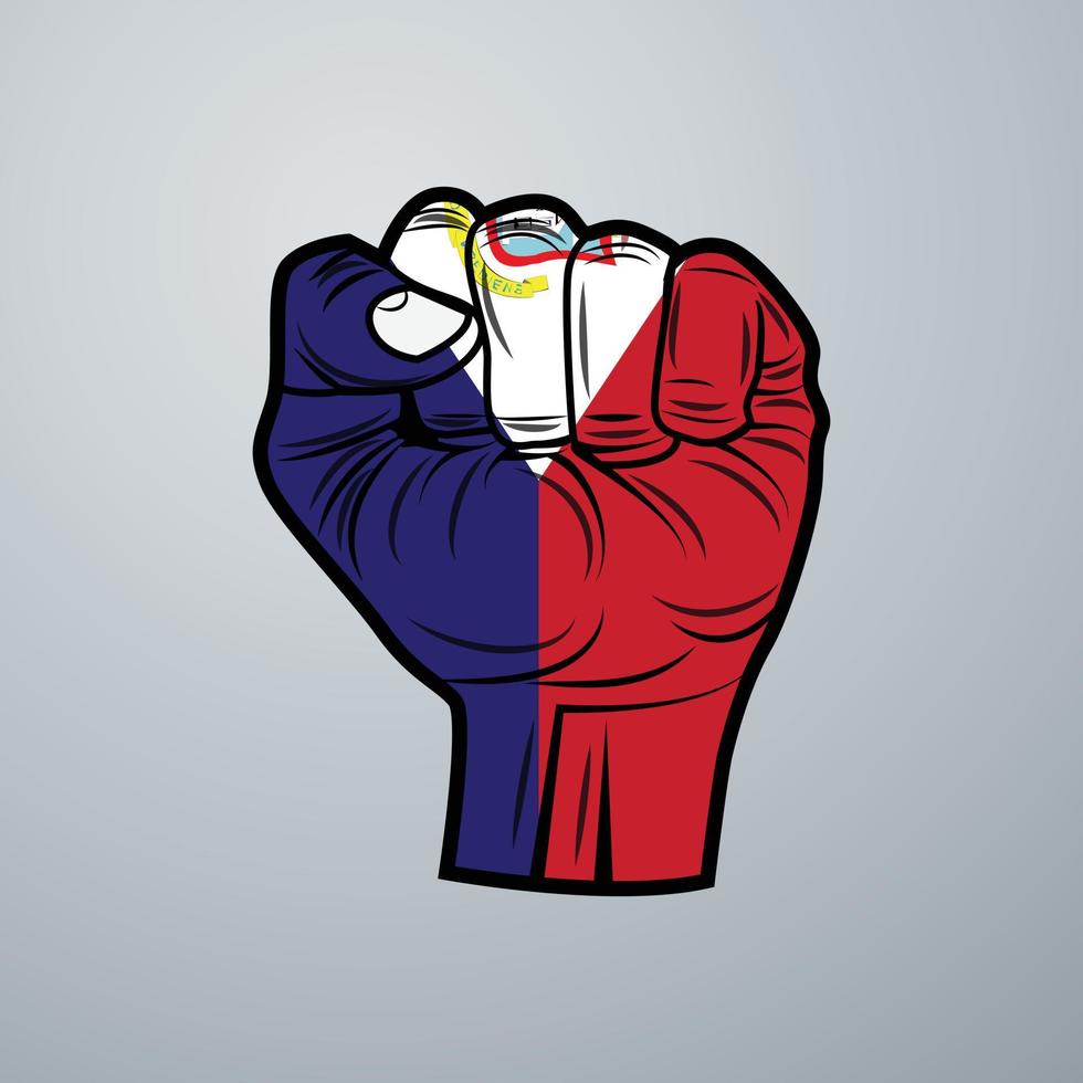 Saint Martin  Flag with Hand Design vector