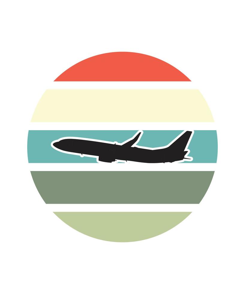 Airplane Retro Sunset Design template vector