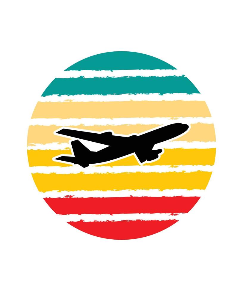 Plantilla de diseño de puesta de sol retro de avión vector