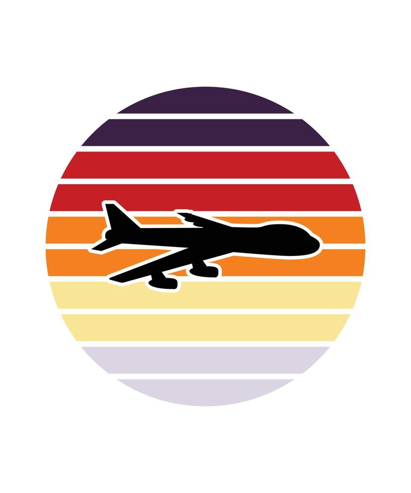 Plantilla de diseño de puesta de sol retro de avión vector