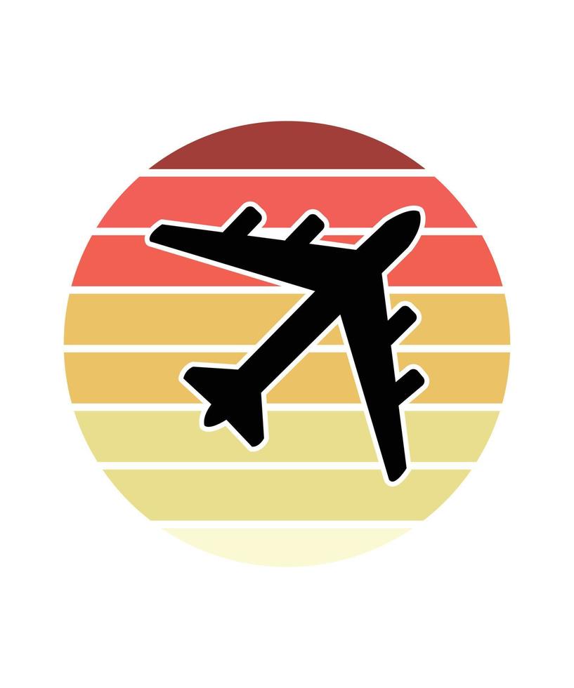 Airplane Retro Sunset Design template vector