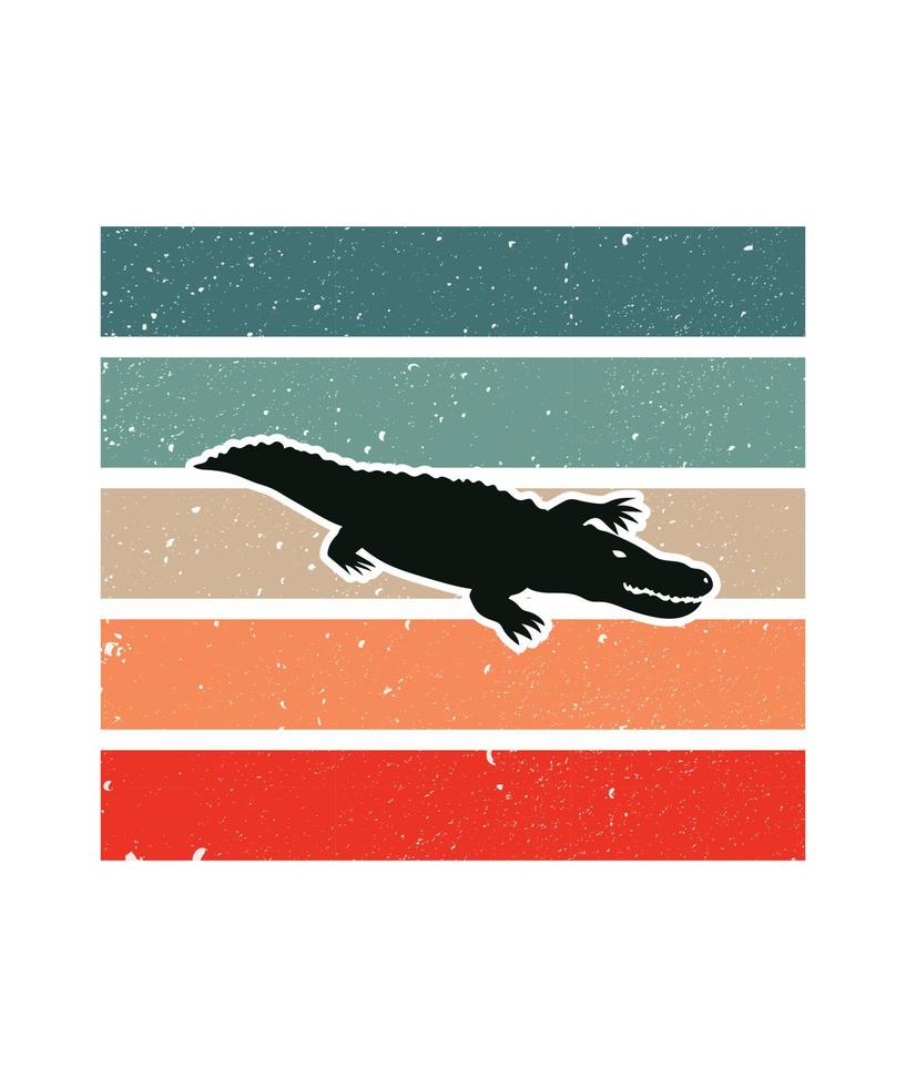 Alligator Retro Sunset Design template vector