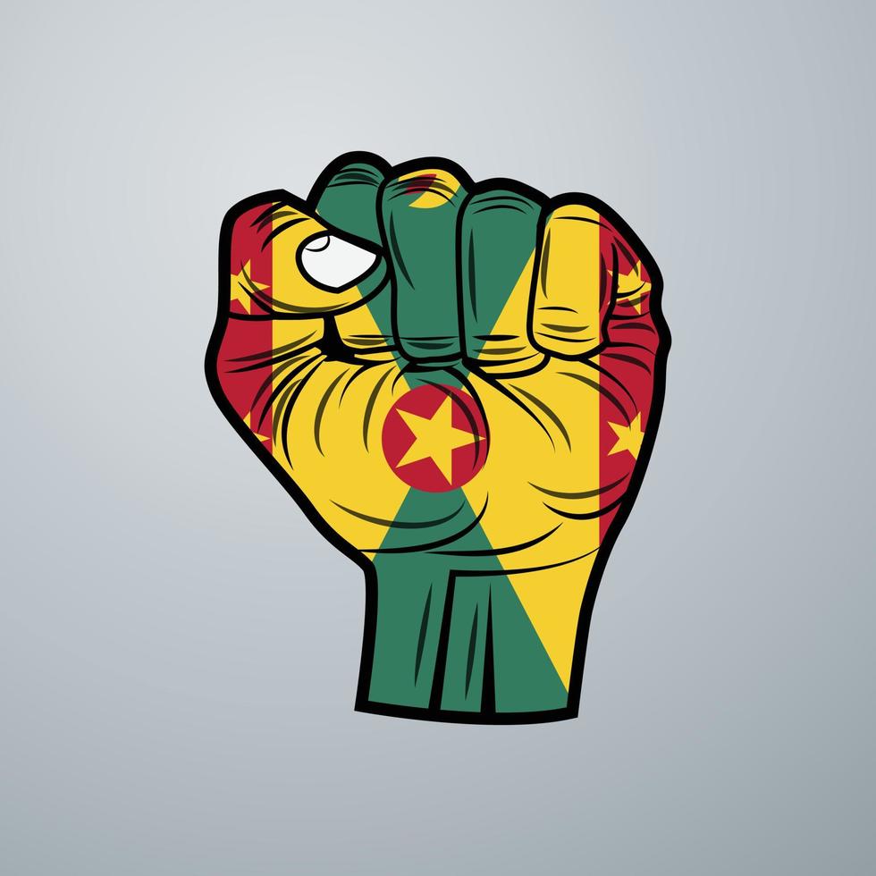 Grenada Flag with Hand Design vector